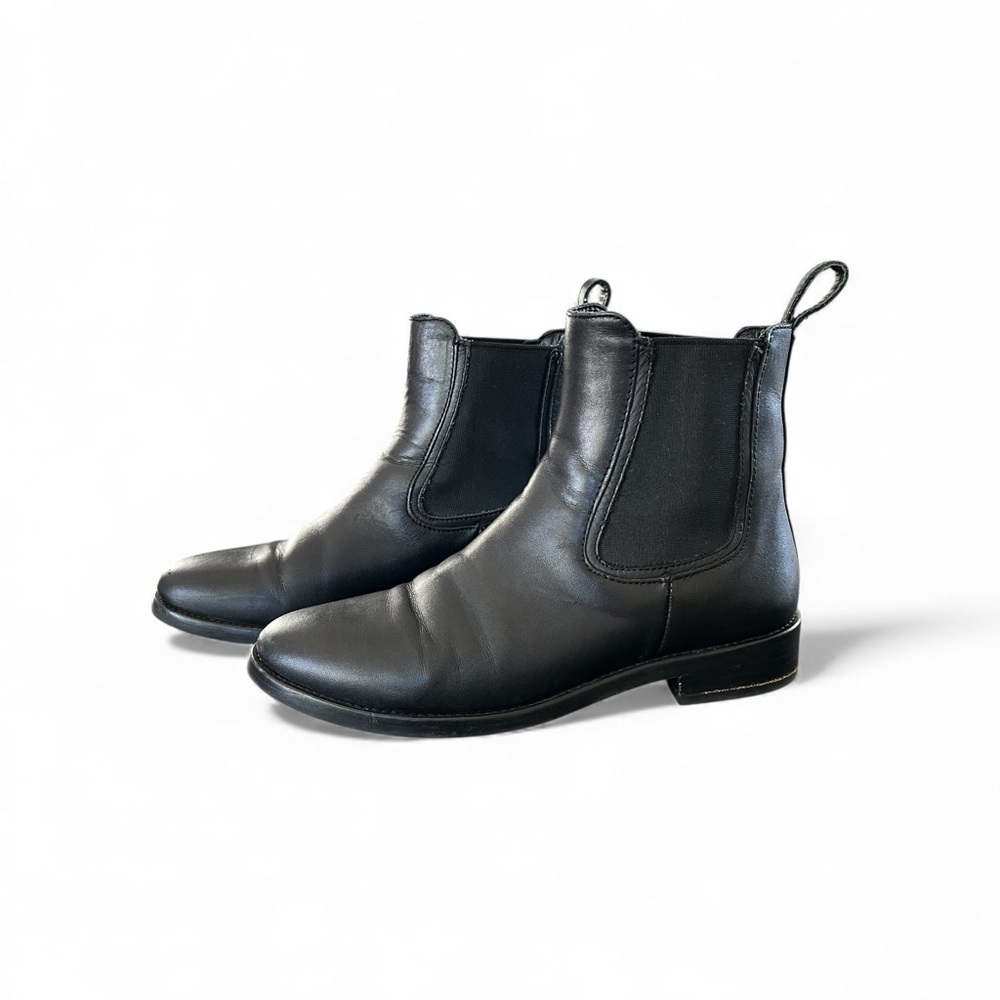 Thursday Boot Company Black Leather Ankle Chelsea Boot Block Heel Womens 6.5 - Picture 2 of 12